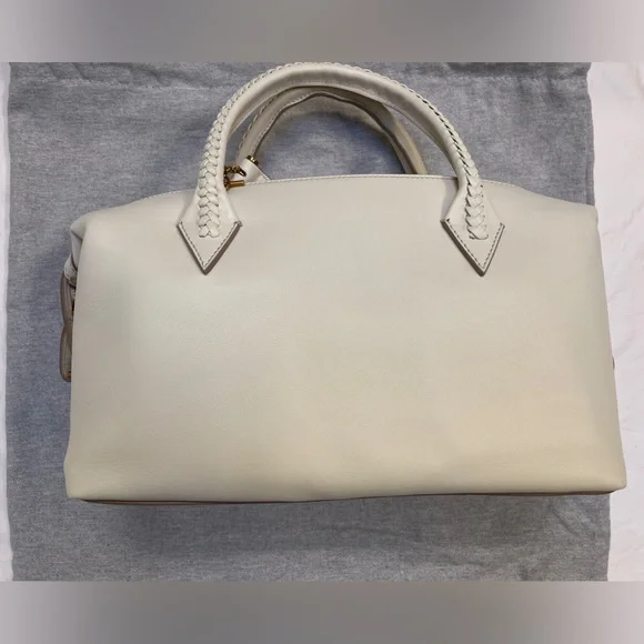 Meltier Cream Leather Satchel with Braided Top Handles - Picture 7 of 16